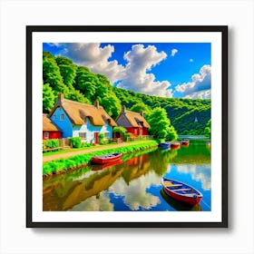 Cottages By The Water 1 Art Print