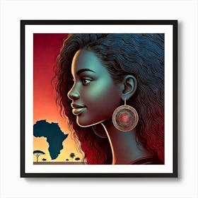 African Woman With Earrings 2 Art Print