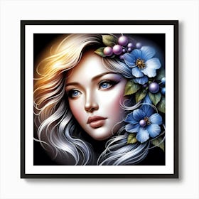 Beautiful Girl With Flowers 7 Art Print