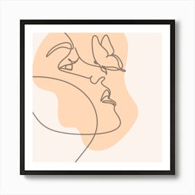 Woman'S Face With A Butterfly Art Print