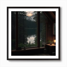 Cabin At Dusk Art Print