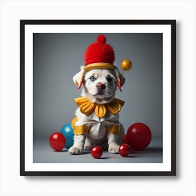 Circus Puppy (Series) Clown Art Print
