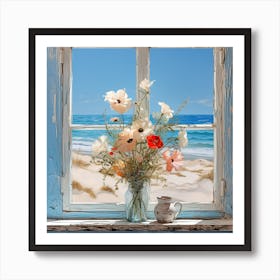 Window Sill With Flowers Art Print