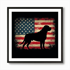 American Flag With Dog Silhouette Art Print