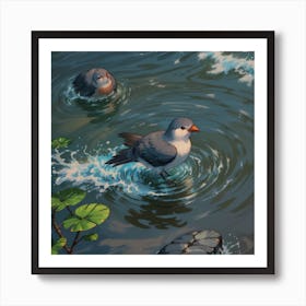 Two Birds In The Water Art Print