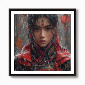 Chinese Girl In The Rain Art Print