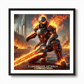 Flamebound Veteran Scifi Action Scene Art Print