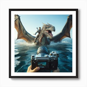 Warrior sitting on a giant creature Art Print