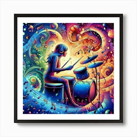 Drumming Girl Art Print