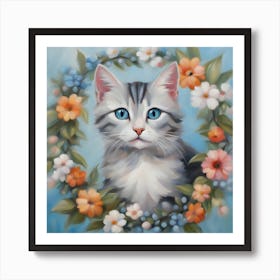 Cat In A Wreath Art Print