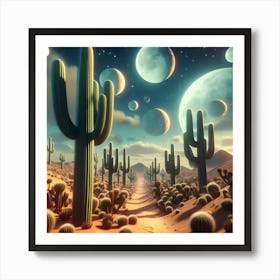 Desert Landscape With Cactus Art Print