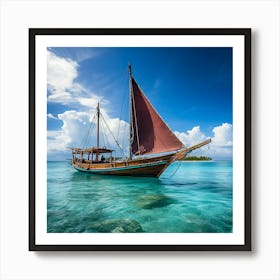 Sailing Boat In The Turquoise Sea Art Print