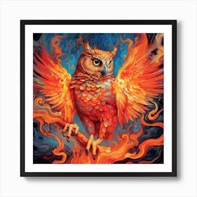 Fire Owl 1 Art Print