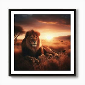 Lion At Sunset 2 Art Print