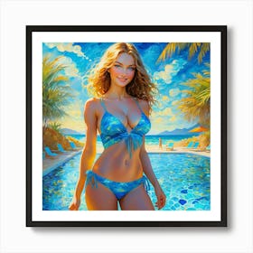 Beautiful Woman In A Bikini Art Print