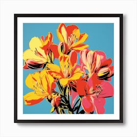 Andy Warhol Style Pop Art Flowers Freesia 1 Square Art Print