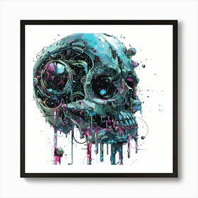 Skull Dripping Paint Art Print