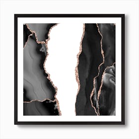 Black & Rose Gold Agate Texture 07 Art Print