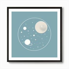 Celestial Bodies Minimalist Drawings Of The Moon Stars And Planets With Hints Of Soft Grey And P 203178317 Art Print