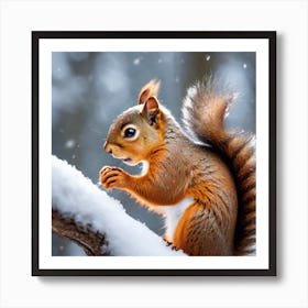 Squirrel In The Snow 1 Art Print