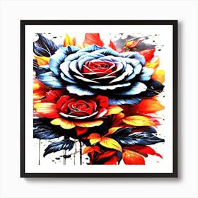 Roses And Leaves Art Print