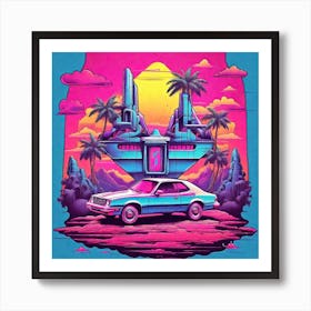 Car In The Desert Art Print