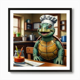 Turtle In Chef Hat Art Print