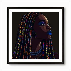 African Girl With Colorful Braids Art Print