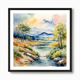 Watercolor Of A River 3 Art Print