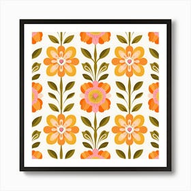 Orange And Yellow Floral Pattern Art Print