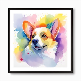 Pembroke Welsh Corgi Watercolor Painting / Typographic Art Jigsaw