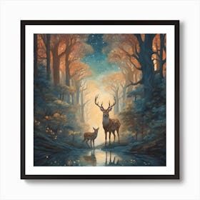 Deer and Fawn Art Print