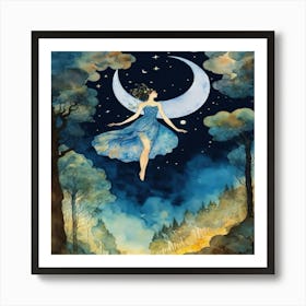 Moon And Stars 2 Art Print