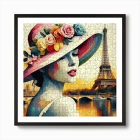 Abstract Puzzle Art French woman in Paris 10 Art Print