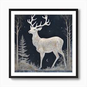 Deer At Night Art Print