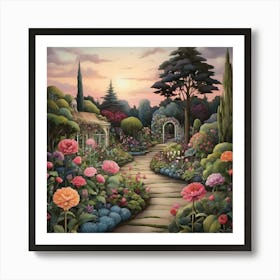 Garden At Dusk Art Print 2 Art Print