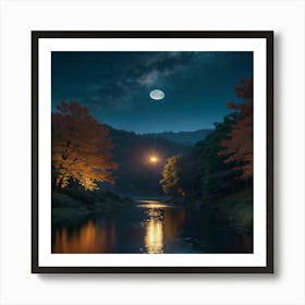 Moonlight Over A River 1 Art Print