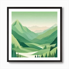 Misty mountains background in green tone 130 Art Print