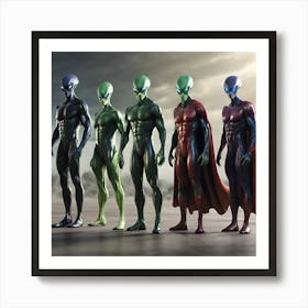 Alien Avengers 4/4 (space visitor super hero creature invasion movie figure comic sci-fi) Art Print