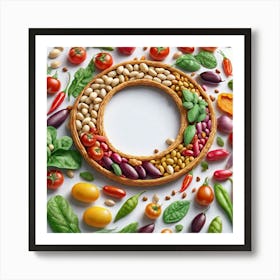 Frame Created From Legumes On Edges And Nothing In Middle Ultra Hd Realistic Vivid Colors Highly (4) Art Print