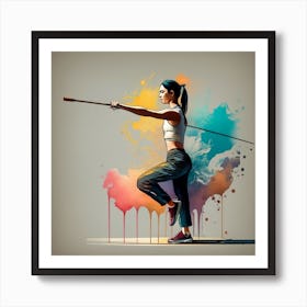 Girl With A Pole - Martial Arts - Bo Staff Art Print