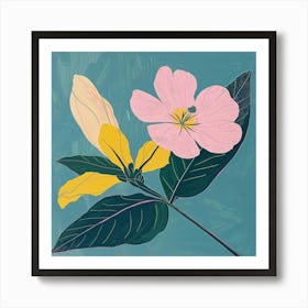 Evening Primrose Square Flower Illustration Art Print