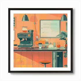 Illustration Of A Coffee Shop Art Print