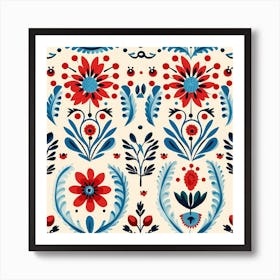 Floral Seamless Folk Art 1 Art Print