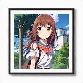 Anime Girl In School Uniform Art Print