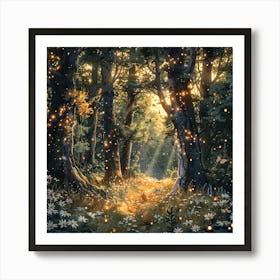 Fireflies In The Forest Art Print