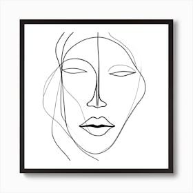 Face Of A Woman Line Art 1 Art Print