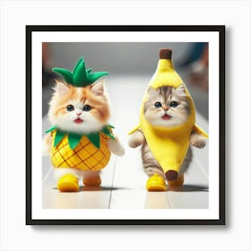 Cat And Banana Art Print