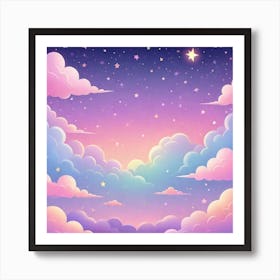 Sky With Twinkling Stars In Pastel Colors Square Composition 194 Art Print