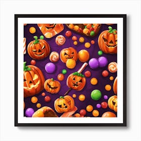 Halloween Candy Seamless Pattern 3 Art Print